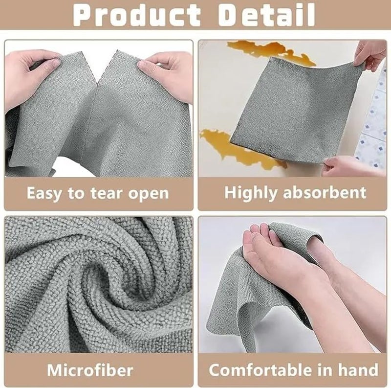 DR.VS Reusable Microfiber Cleaning Cloth Roll | 20-Pack, Non-Woven, Super Absorbent, Washable Kitchen Towels | Lint-Free Rag for Dishes, Countertops, Dusting & Home Cleaning (Grey) - Image 2