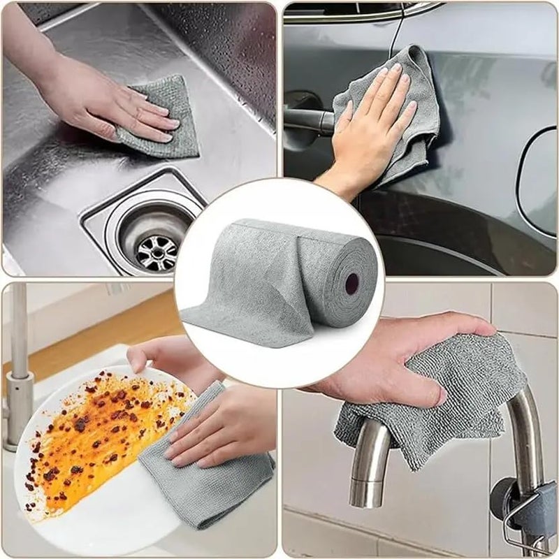 DR.VS Reusable Microfiber Cleaning Cloth Roll | 20-Pack, Non-Woven, Super Absorbent, Washable Kitchen Towels | Lint-Free Rag for Dishes, Countertops, Dusting & Home Cleaning (Grey) - Image 4