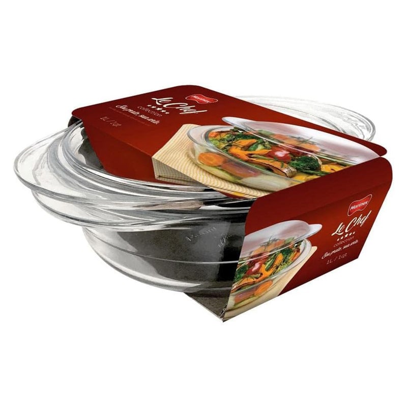 Marinex طاجن زجاجي صغير مارينيكس مع غطاء 1.0 لتر - شفاف - Image 4