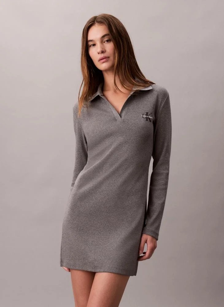 Monologo Ribbed Polo Neck Mini Dress