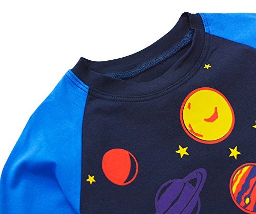 KISBINI Toddler Boy's Cotton Two-Piece Pajama Pjs Sets long sleeve sleepwear Jammies (2T, Corlorful-Planets) - Image 3