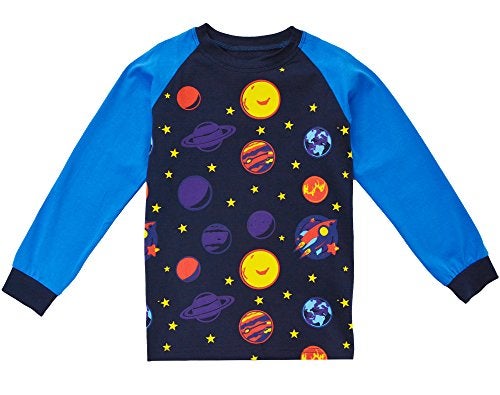 KISBINI Toddler Boy's Cotton Two-Piece Pajama Pjs Sets long sleeve sleepwear Jammies (2T, Corlorful-Planets) - Image 2