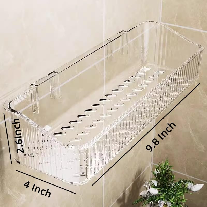 MAKIOTEKO 2 Pcs Wall Mounted Shower Caddy, Adhesive Bathroom Caddy Shelf Organizer Makeup Organizer Storage Bins for Bathroom Kitchen - Image 2
