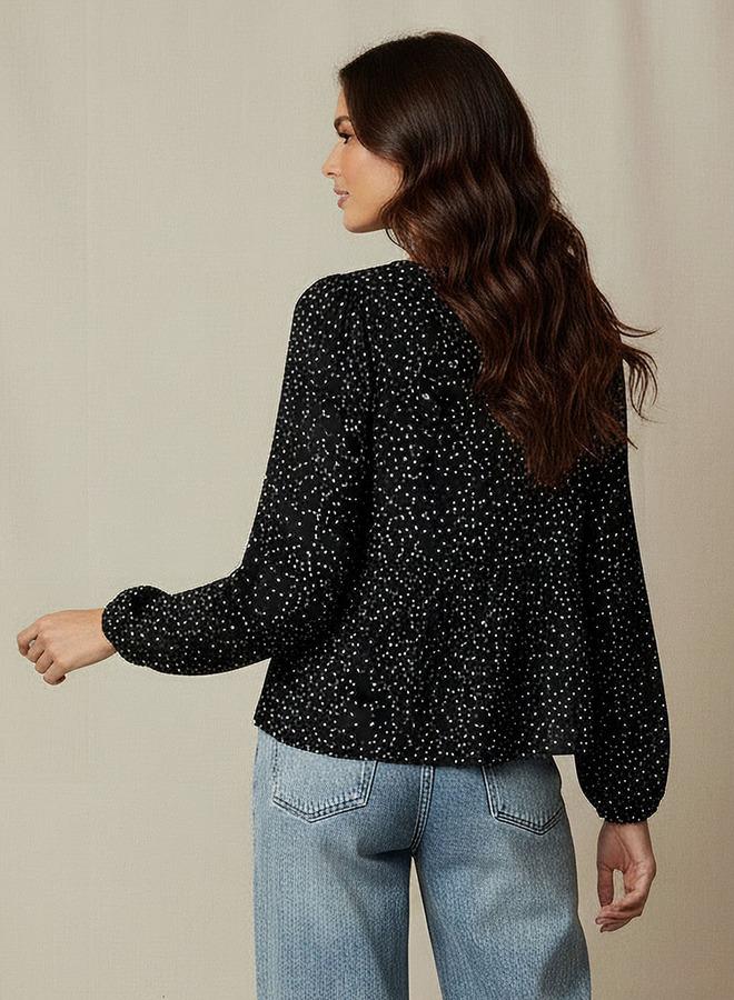 Splash FAV Peplum Top with Geometric Print - Image 3