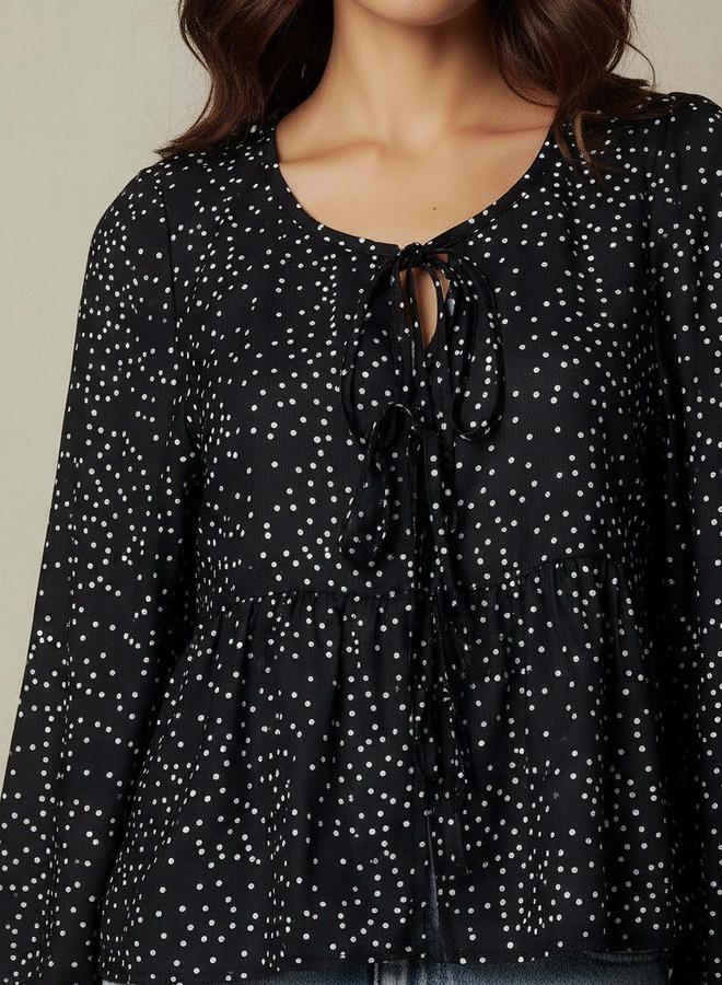 Splash FAV Peplum Top with Geometric Print - Image 4
