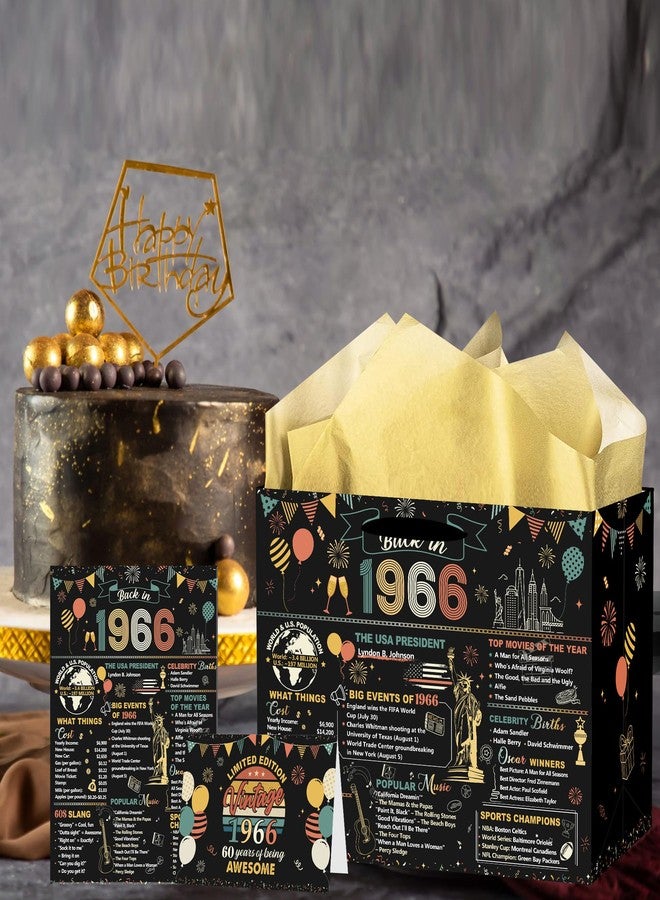 حقيبة هدايا عيد الميلاد الستين للرجال والنساء، طقم هدايا عيد ميلاد كلاسيكي من عام 1966 مع بطاقة تهنئة وملصق، أكياس تغليف هدايا مستوحاة من عام 1966 لتزيين احتفالات عيد الميلاد الستين - Image 5