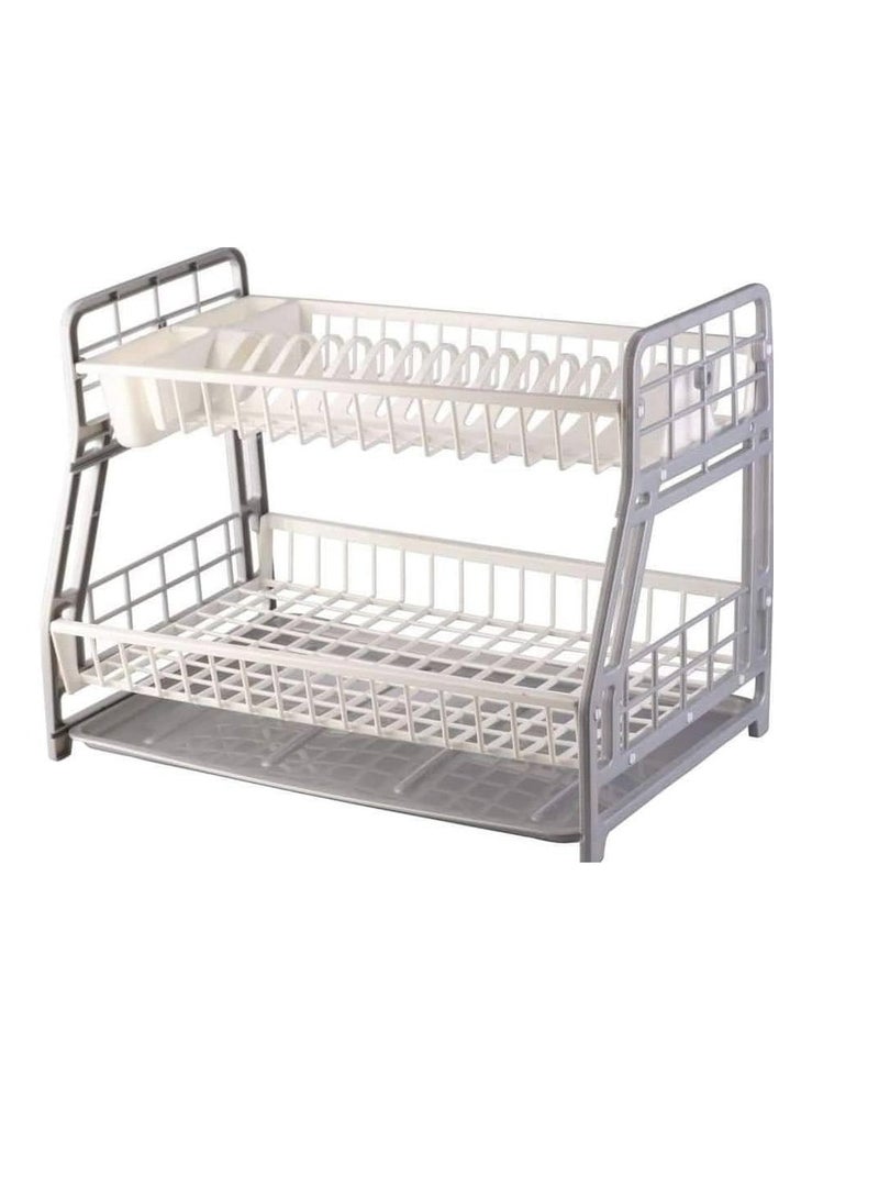 مطبقيه 2دور بلاستيك ⁩فيها صفاية معالق عرض ٤٠ سم و⁩طول ٣٠ سم و عمق ٢٨ سم RH (جراي) - Image 1