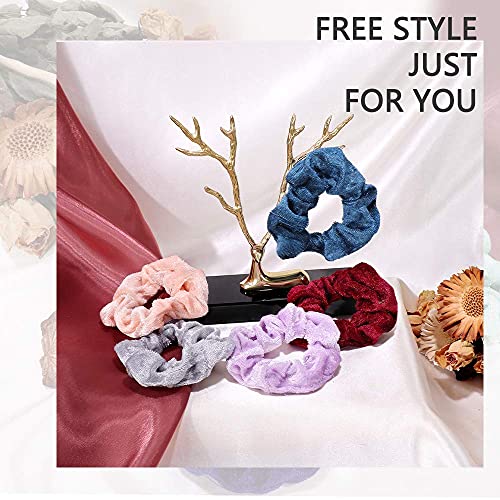 Cehomi 75 Pcs Velvet Hair Scrunchies Hair Bands for Women or Girls,Elastic Soft Ponytail Holder Hair Ties for Birthday, Party, Thanksgiving, Christmas, Multicolor - Image 4