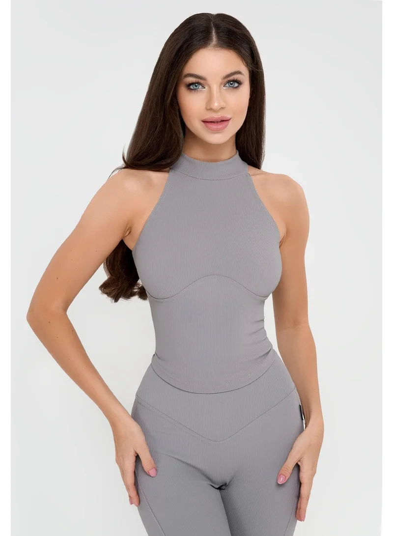 Ribbed Sport Gym Top for Women