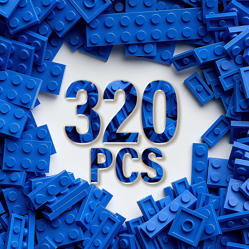 RWDTER 320 Piece Building Plate Bulk 8 Sizes of Mixed Classic Plate Parts Compatible with Lego and Other Brands Suitable for Boys and Girls Aged 6 Blue - Image 3