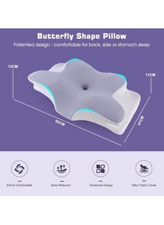 GTSOL Memory Foam Butterfly-Shaped Cervical Pillow for Shoulder and Neck Pain Relief, Ergonomic Orthopedic Support for Side, Back, and Stomach Sleeping, Washable Cover Included, Grey  - Image 3