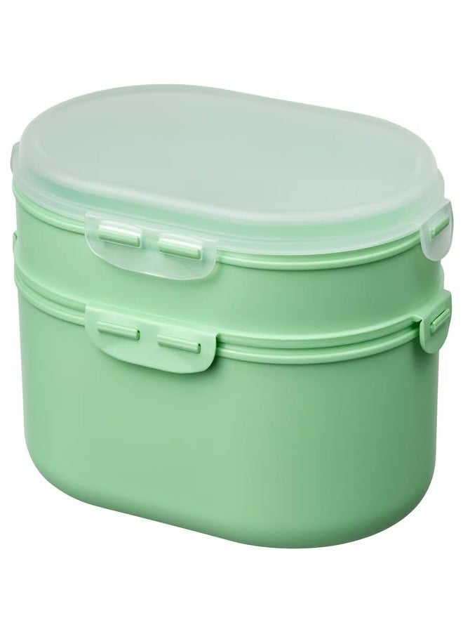 stoRk UTBJUDA Stackable Lunch Box for Dry Food, 2 Compartments, Light Green, Polypropylene, Microwave and Freezer Safe, 17x12x9 cm (Light Green) - Image 1
