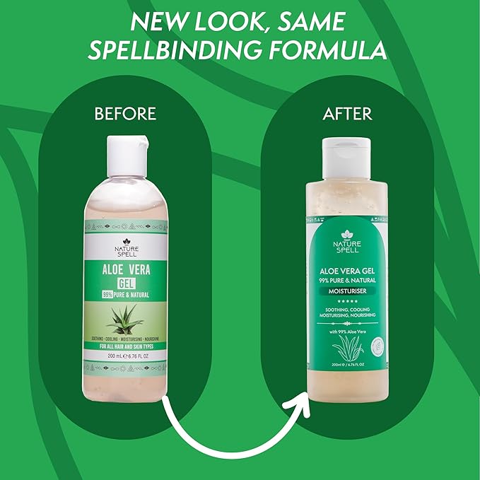 Nature Spell Aloe Vera Gel 99 Pure Natural 200 ml For All Hair And Skin Types Made In The UK