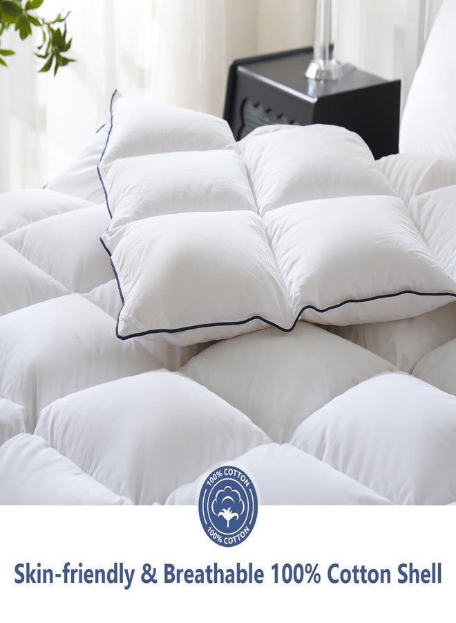 DOWNCOOL Feather Down Fiber Comforter Twin, White Fluffy Duvet Insert with Ultra Soft 100% Cotton Cover, All Season Luxurious Hotel Bed Comforter Twin with Corner Tabs, 68"x90" - Image 4
