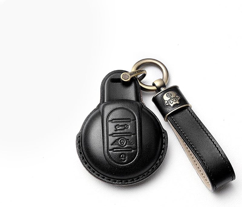 SANRILY Key Fob Cover Fit for Mini Cooper Keyless, Black, Lucky Cat‘ Long Key Ring - Image 1