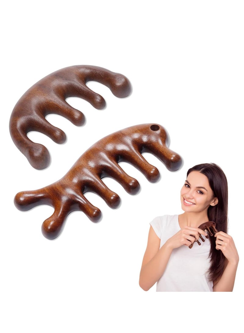 TRASSLE 2 Pack Wooden Scalp Massage Comb, Natural Wooden Comb Scalp Massager,Wood Comb Wide Tooth for Women Men Hair Growth, Sandalwood Gua Sha Comb - Image 1