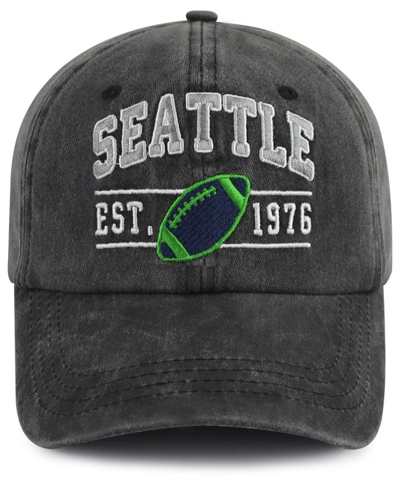 Terojnkl Embroidered City Football Hat for Men Women, Adjustable Unisex Cotton Fans Baseball Cap - Image 1