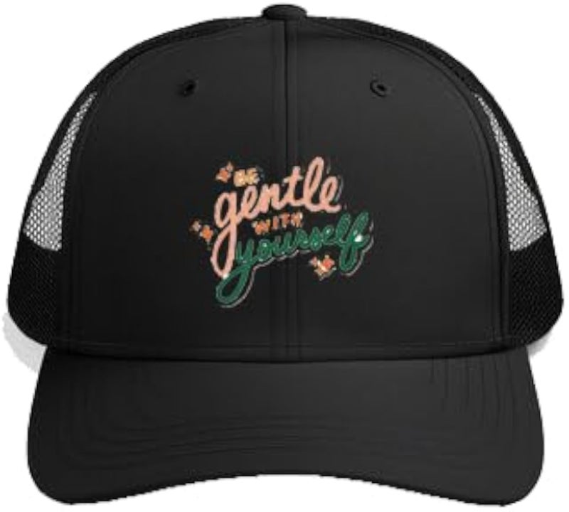 Be gentle with yourself Plain unisex baseball cap Black