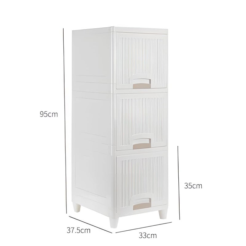 Cheet enterprise 3 Units Foldable Plastic Cabinet For Storage Organizer Folding Storage Cabinet Organisers Storage Box Almirah Portable Cabinets For Storage White - Image 2