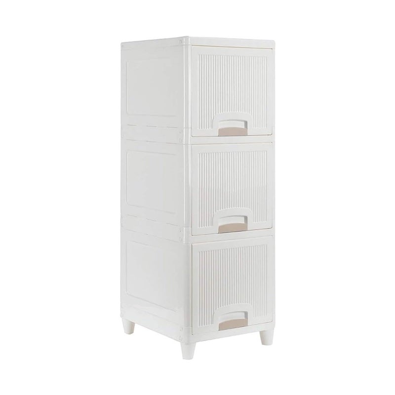 Cheet enterprise 3 Units Foldable Plastic Cabinet For Storage Organizer Folding Storage Cabinet Organisers Storage Box Almirah Portable Cabinets For Storage White - Image 3