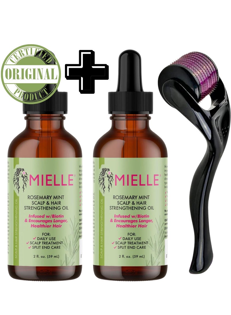 MIELLE Rosemary Set Mint Scalp And Hair Strengthening Oil Hair Roots And Eyebrows Nourishment, Hair Growth, And Hairfall Treatment Pure Oil Lab Tested 100ml - Image 1