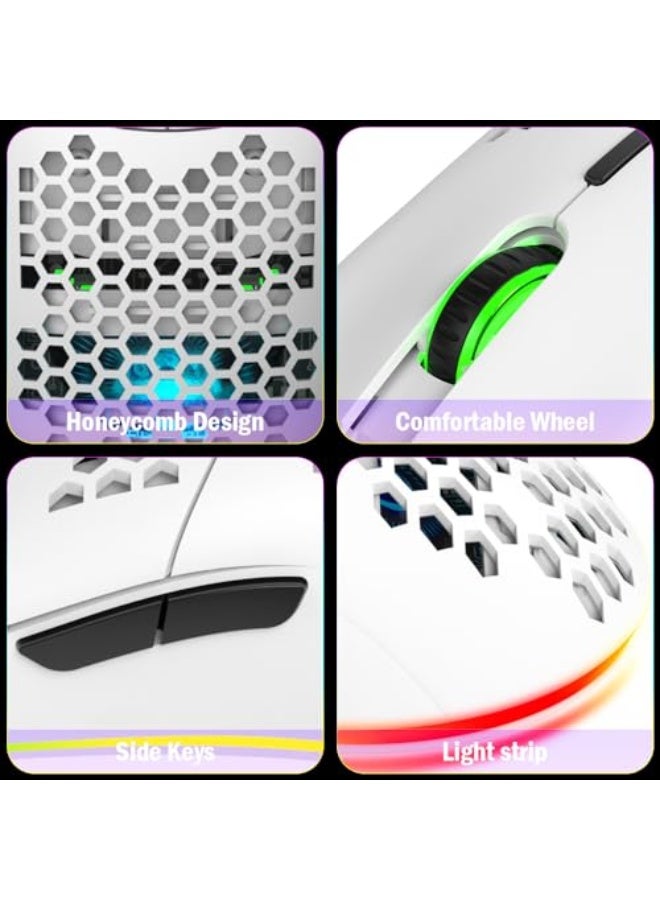 ماوس ألعاب USB من Aerbee، تصميم ثقوب عسلية مريح مع إضاءة خلفية، حتى 6400 نقطة في البوصة، ماوس ألعاب RGB لجهاز ماك، لابتوب، كمبيوتر، بي سي - Image 5
