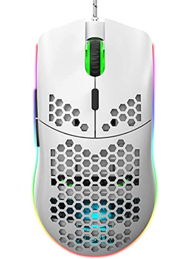 ماوس ألعاب USB من Aerbee، تصميم ثقوب عسلية مريح مع إضاءة خلفية، حتى 6400 نقطة في البوصة، ماوس ألعاب RGB لجهاز ماك، لابتوب، كمبيوتر، بي سي - Image 1