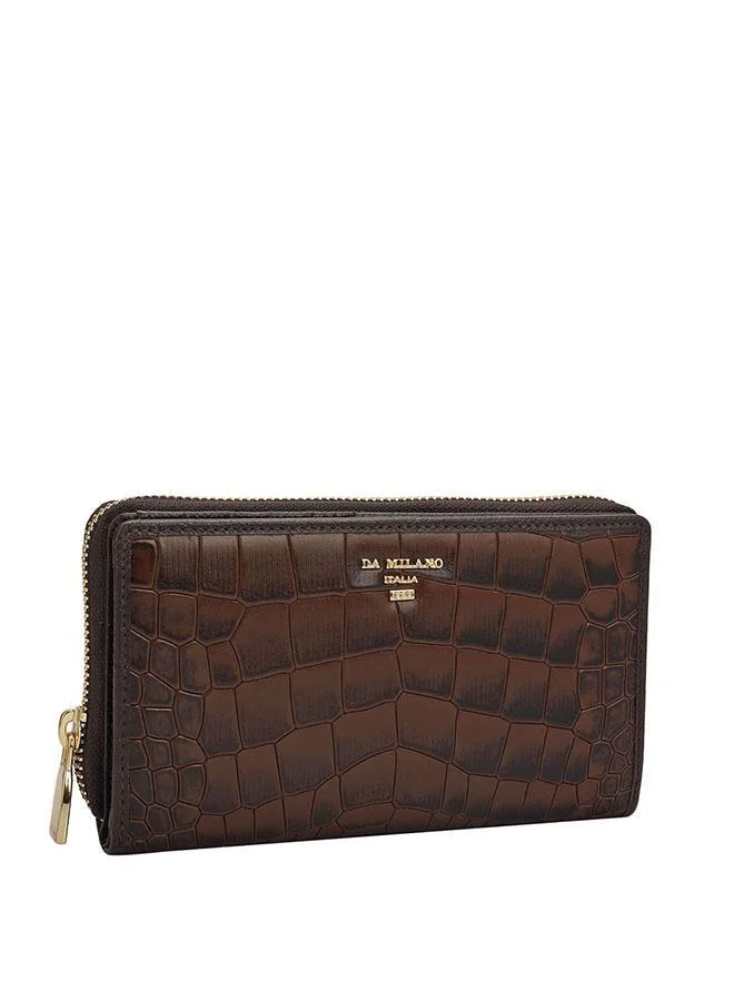 Da Milano Da Milano Women's Croco-Embossed Leather Continental Wallet - Brown (LW-10018OL)