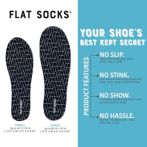 FLAT SOCKS No Show Socks, Sockless Shoe Liner, No Slipping, No Stinking, Washable Barefoot Shoe Insert for Men and Women, Black, Small - Image 4
