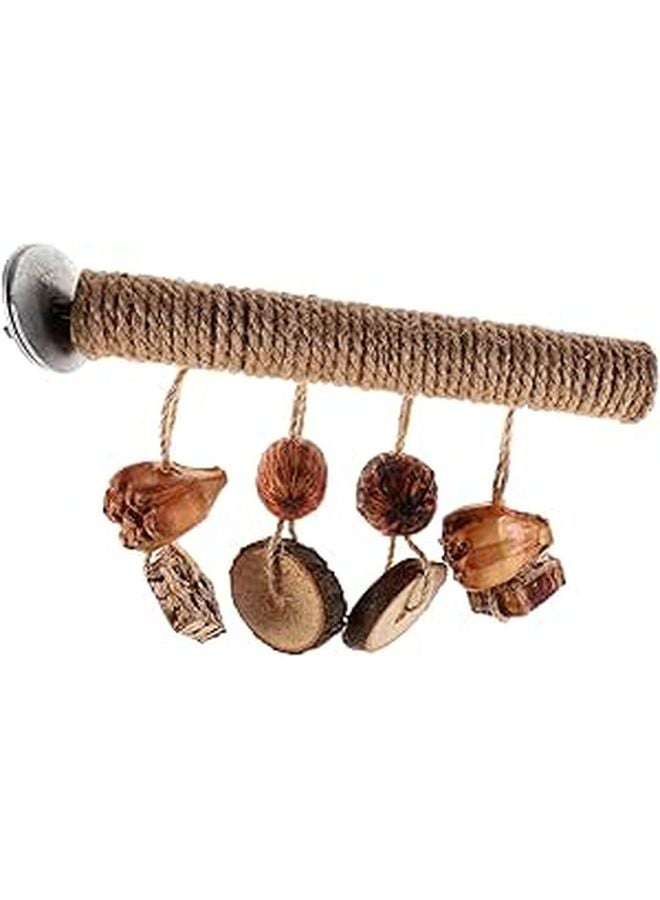 Wooden Bird Perch Stand with Chew Toys for Parakeets and Cockatiels Claw Grinding and Exercise Play - Image 1