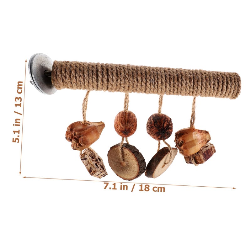 Wooden Bird Perch Stand with Chew Toys for Parakeets and Cockatiels Claw Grinding and Exercise Play - Image 3