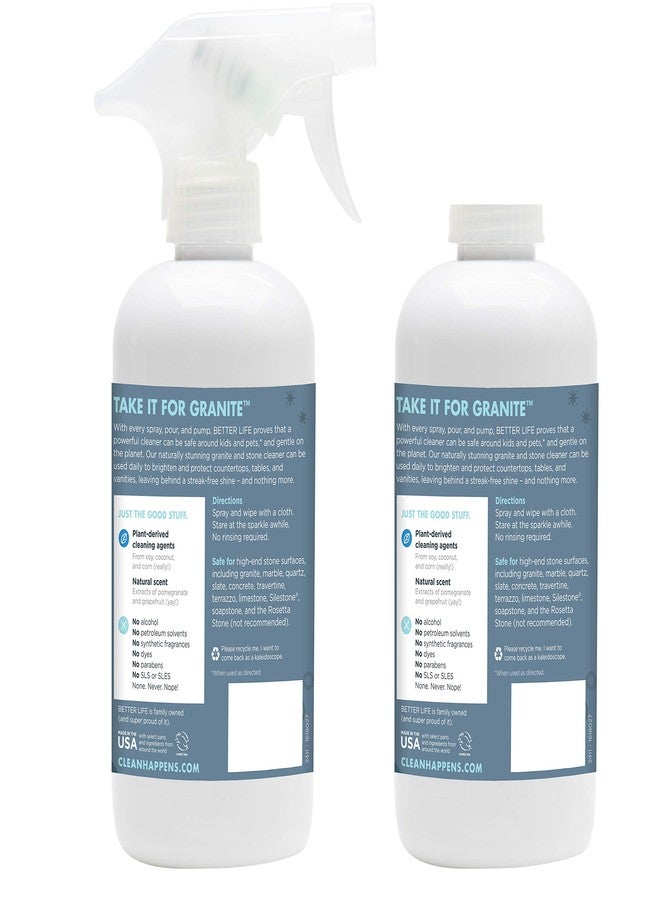 BETTER LIFE Granite Cleaner and Polish - Stone Countertop Cleaner for Marble, Quartz, Slate, Concrete Surfaces or Floors - Streak-Free Granite Stain Remover - 16oz (Pack of 2) Pomegranate/Grapefruit - Image 2