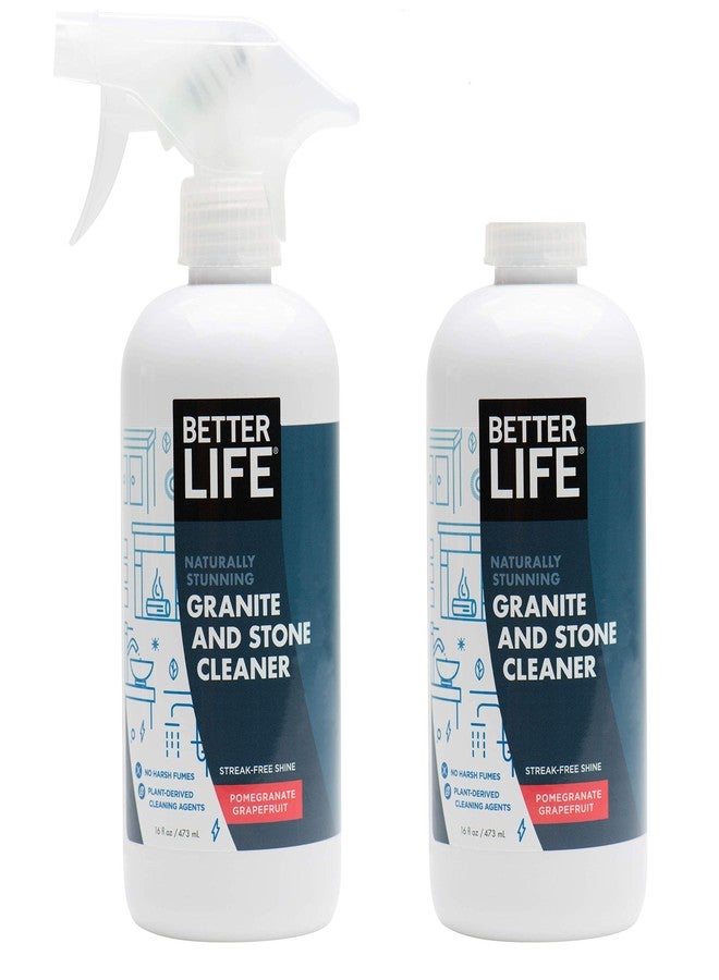 BETTER LIFE Granite Cleaner and Polish - Stone Countertop Cleaner for Marble, Quartz, Slate, Concrete Surfaces or Floors - Streak-Free Granite Stain Remover - 16oz (Pack of 2) Pomegranate/Grapefruit - Image 1