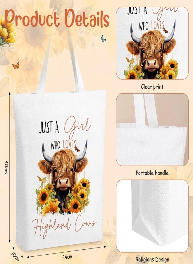 PullCrease 6 Pcs Highland Cow Gifts for Women, Positive Knitted Cow & Just a Girl Who Loves Cows Canvas Bag Socks Highland Cows Keyring Notebook for Birthday Gifts, Christmas Positive Graduation Gift - Image 5