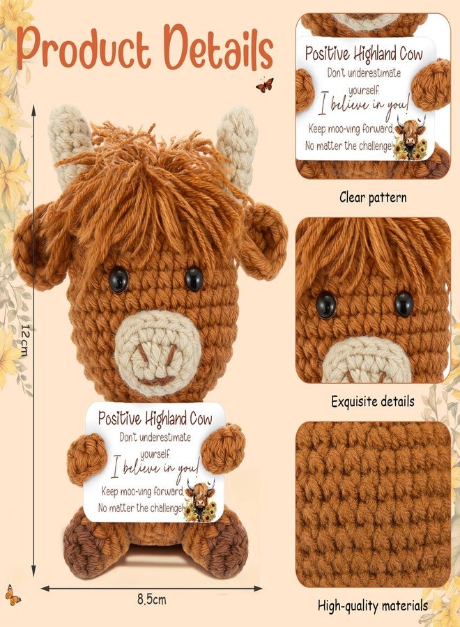 PullCrease 6 Pcs Highland Cow Gifts for Women, Positive Knitted Cow & Just a Girl Who Loves Cows Canvas Bag Socks Highland Cows Keyring Notebook for Birthday Gifts, Christmas Positive Graduation Gift - Image 3