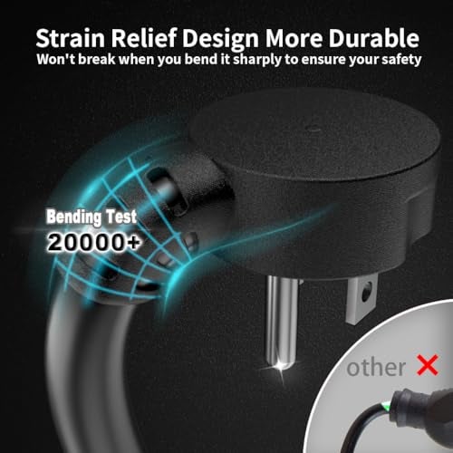HUANCHAIN 14 Gauge 10 FT Flat Plug Extension Cord Black Indoor Outdoor, Heavy Duty 3 Prong Grounded Low Profile Extension Wire Flexible, 15A 1875W 125V 14AWG SJTW, ETL Listed - Image 3