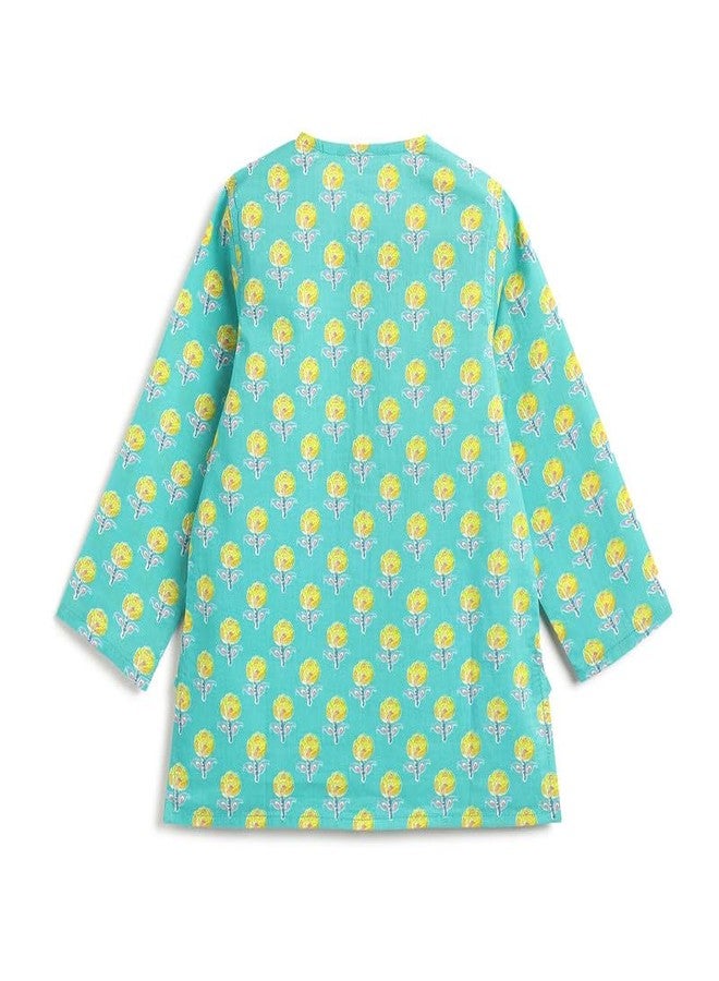 Campana Kurta Set For Boys, Dhoti Set For Kids, Printed, 100% Cotton, Turquoise Blue Kurta Dhoti Set For Boys, For 3 Months - 3 Year Old, CK159020_12-18M - Image 3