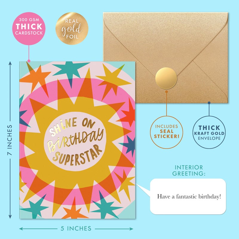 Sweetzer & Orange Birthday Card with Envelope, 5x7, Single Fun Happy Birthday Card for Men, Women, Friends & Family â€“ Message Written Inside - Unique Individual Cardstock & Keepsake Gift - Image 2