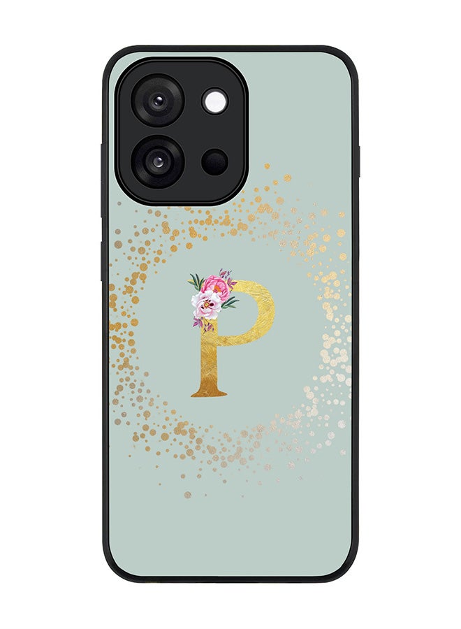 Stylizedd For OnePlus 13s / 13T Case,Slim fit Camera Protection, Shockproof Thin Phone cover  - Custom Monogram Floral - P  (Light Grey )