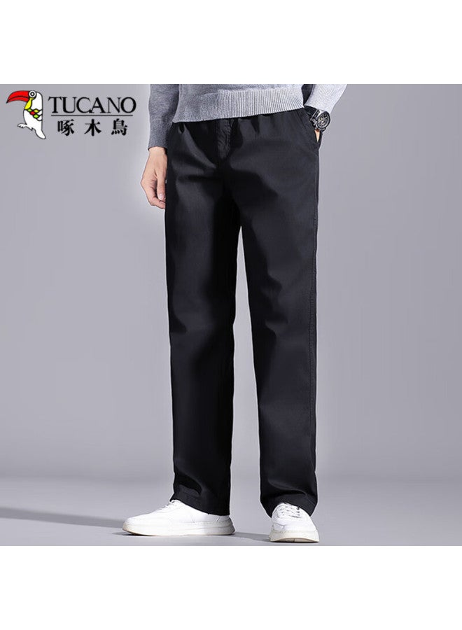 Tucano Tucano Men's Casual Pants, Four Seasons Pure Cotton Comfortable Sports Trousers, Business All-match Straight-leg Pants Men's Clothing Black L - Image 2