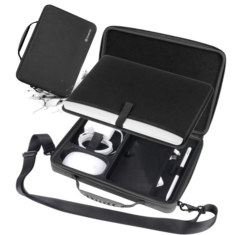 Smatree Hard Carrying Case Compatible for 14.2inch MacBook Pro M5 2025/2024 M4/2023 A2918, 13inch MacBook Air M4 2025/2024/2022 A3313, 13 inch iPad Pro M5 2025/iPad Air M3 2025/iPad Pro M4 2024, Black - Image 1