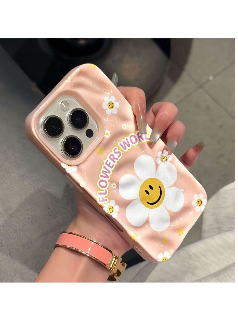 NIBEMINENT Daisy Smiles Protective TPU Case Cover For iPhone 15 Pro, Pink