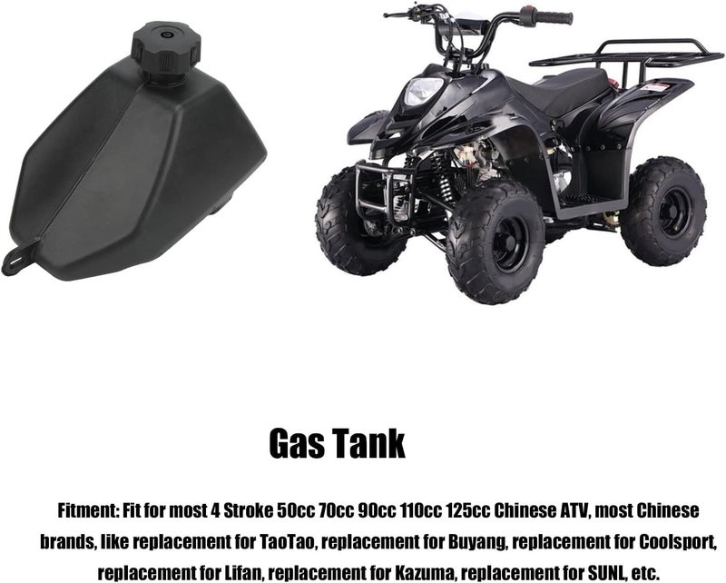 woobles Fuel Tank, Automotive Fuel Tanks,Black Abs Gas Fuel Petrol Tank with Cap for 4 Stroke 50cc 70cc 90cc 110cc 125cc Chinese ATV - Image 2