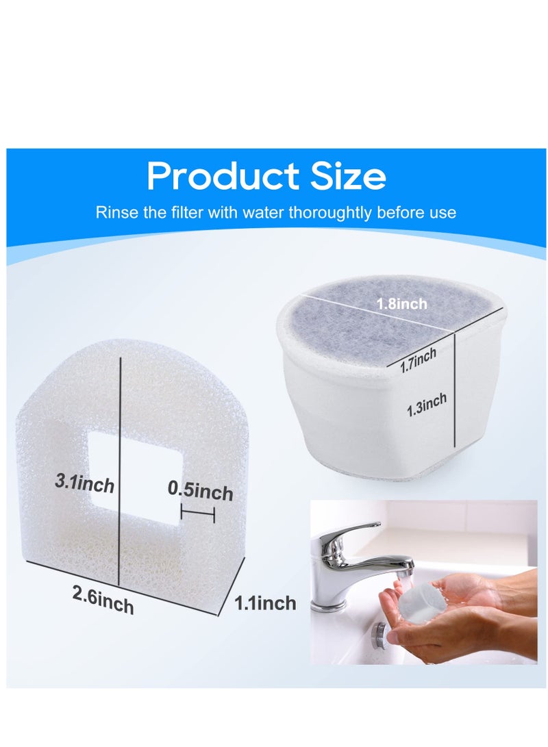 سيوسي Sponge Filter for Cat Fountain Replacement, Pet Water Fountain Foam Pre-Sponge Filter  Replacement Carbon Filters, Water Dispenser Filter Accessories for Pet Dog Cat Rabbit Drinking Fountain (8+8) - Image 3