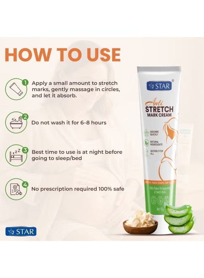 SZ Star Anti-Stretch Mark Cream 50g – Firming, Hydrating & Skin-Nourishing Care - Image 4