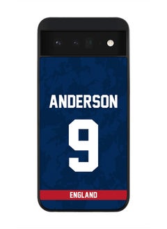 Rugged Black Edge Case for Google Pixel 6 5G, Slim fit Soft Case Flexible Rubber Edges Thin Cover - Player Name - James Anderson, Jersey Number- 9