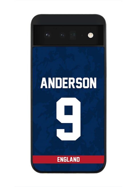 Rugged Black Edge Case for Google Pixel 6 5G, Slim fit Soft Case Flexible Rubber Edges Thin Cover - Player Name - James Anderson, Jersey Number- 9