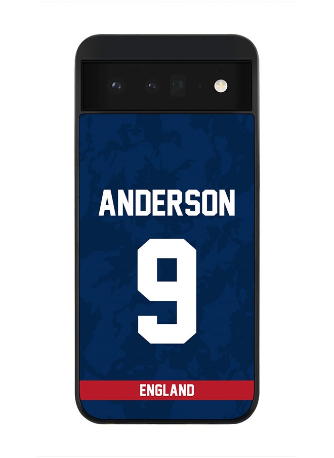 Stylizedd - Rugged Black Edge Case for Google Pixel 6 5G, Slim fit Soft Case Flexible Rubber Edges Thin Cover - Player Name - James Anderson, Jersey Number- 9 - Image 1