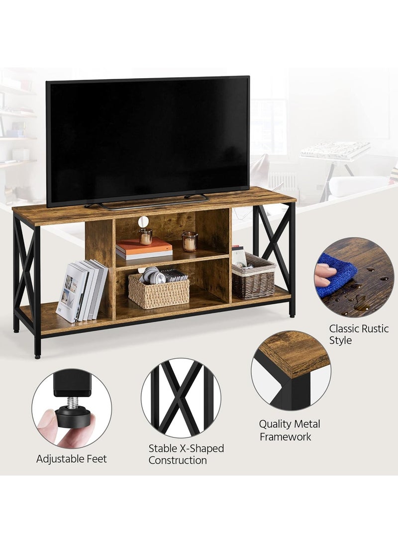 154*41*62cm TV Stand for TV up to 55 Inches, TV Cabinet with Open Storage, TV Multimedia Centers, TV Console Unit with Shelving for Living Room, Entertainment Room