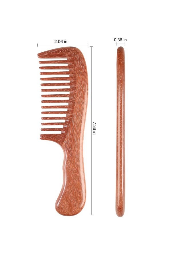 OneDor Handmade 100% Natural Red Sandalwood Hair Combs - Anti-Static Sandalwood Scent Natural Hair Detangler Wooden Comb (Wide Tooth) - Image 3